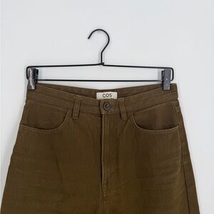 Cos High Waisted Barrel Like Tapered Straight Leg Washed Brown Jeans